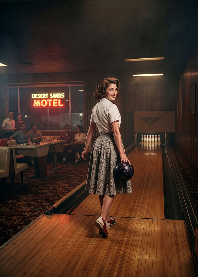 Desert Sands: Vintage Bowling Alley Scene
