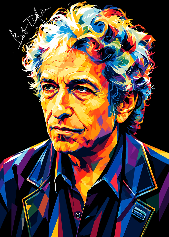 Colorful Geometric Portrait of Bob Dylan