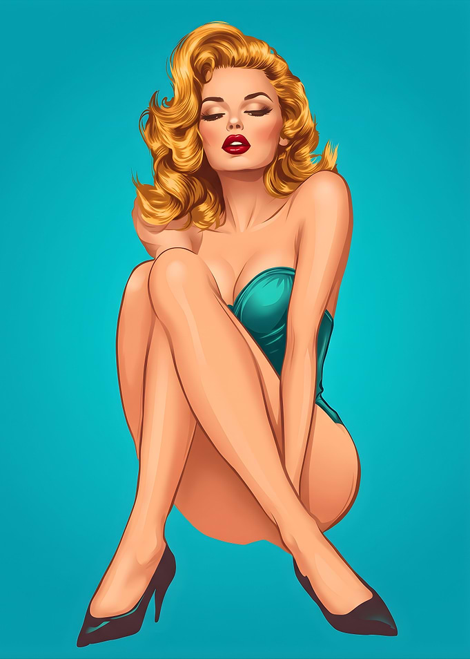 Vintage Style Blonde Pin-up Illustration