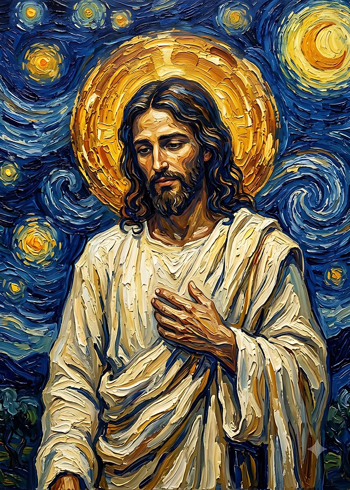 Jesus Christ in Starry Night Style