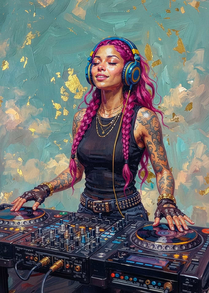 Vibrant DJ with Pink Braids
