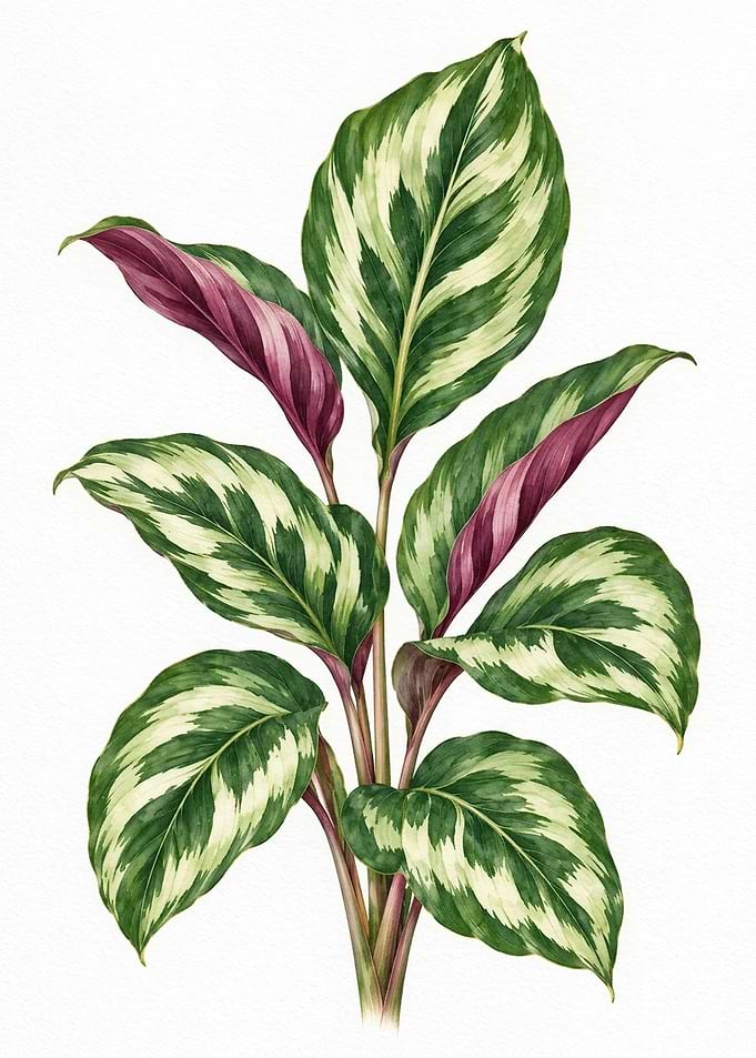 Botanical Illustration of Calathea Plant