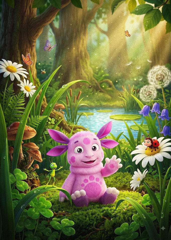Pink Forest Creature Cute Fantasy A