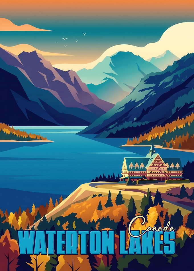 Waterton Lakes National Park Travel Poster
