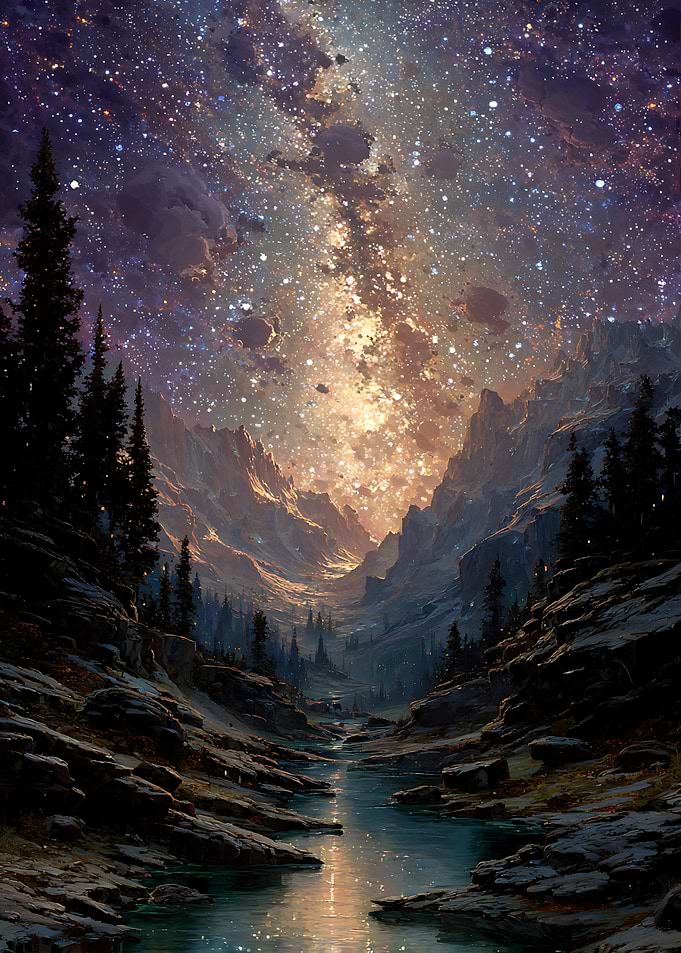Milky Way Over Mountain Valley