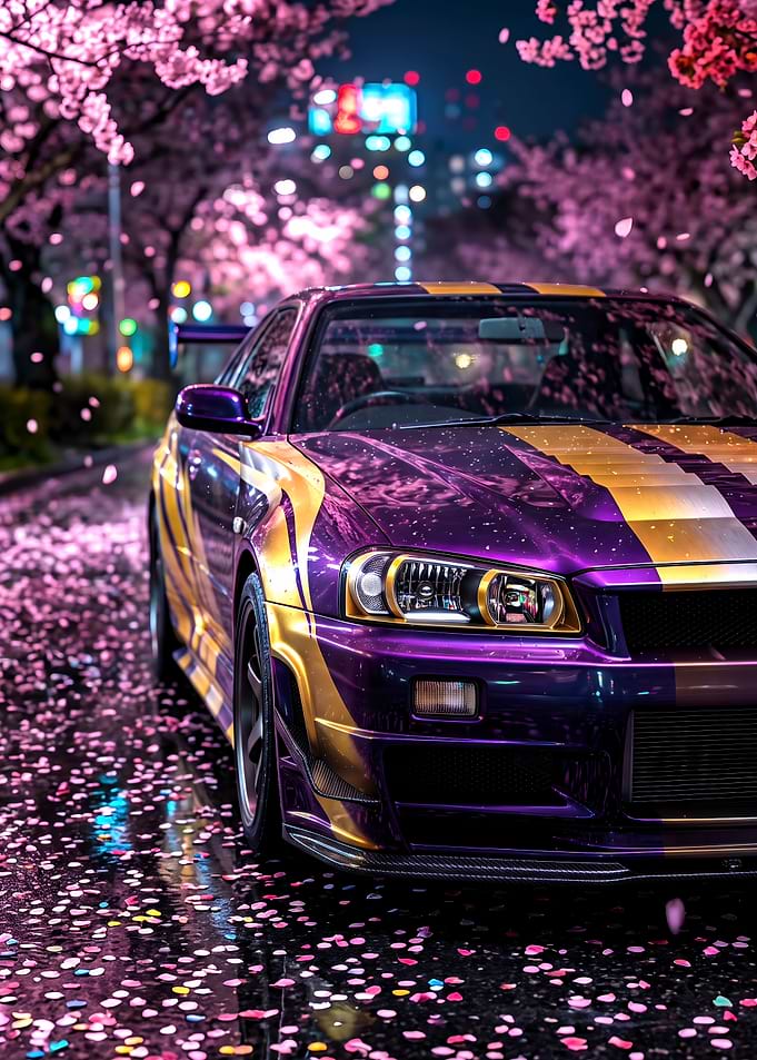 Purple and Gold Nissan Skyline GT-R