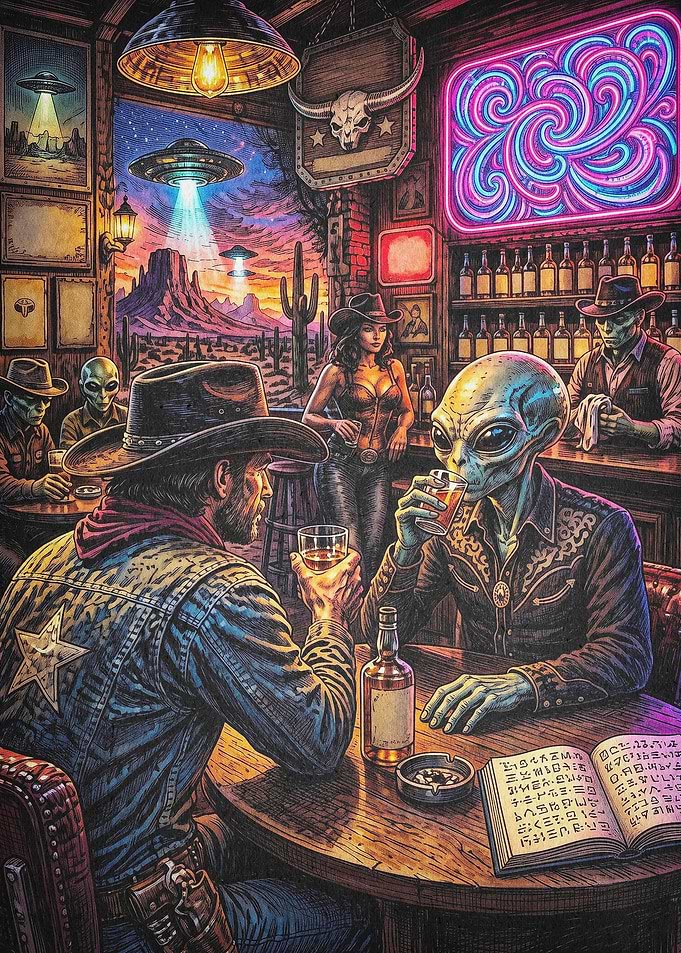 Alien Saloon Sci-Fi Wild West Art