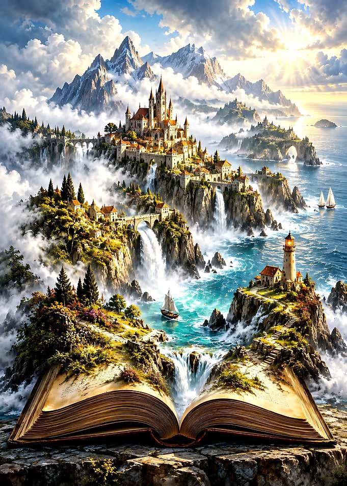 Magical Fantasy World Emerging From Book