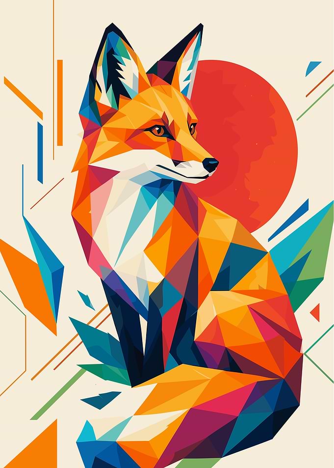 Geometric Low Poly Fox Illustration