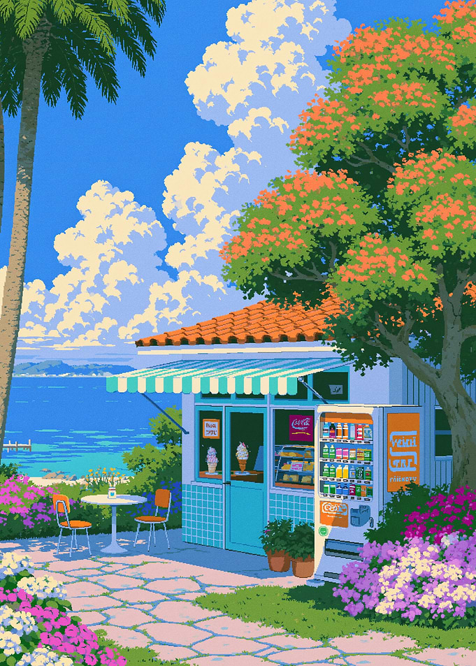 Coastal Cafe with Vending Machine