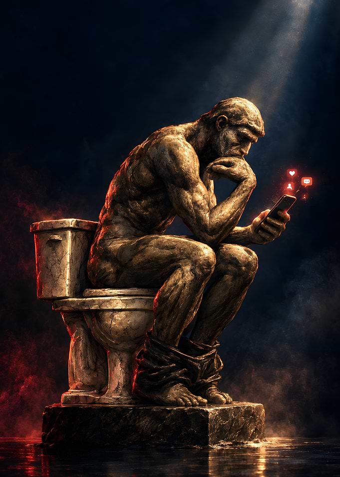 The Modern Thinker on Toilet
