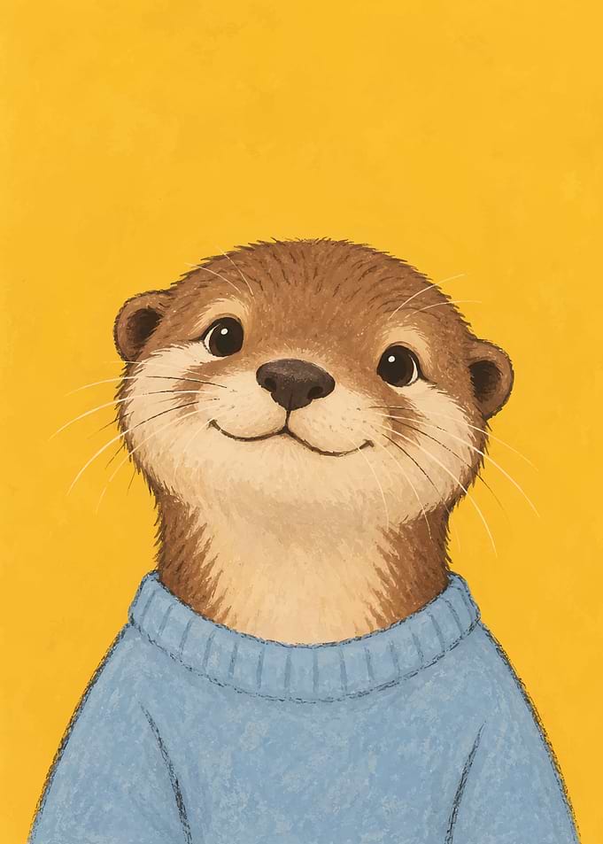 Cute Otter Wearing Blue Sweater