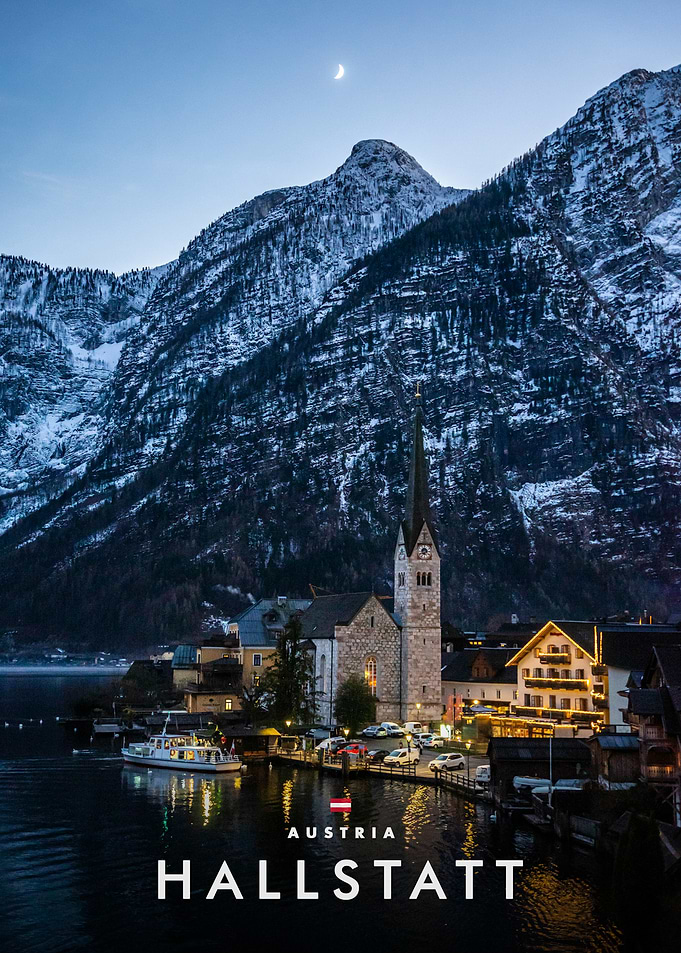 Hallstatt Austria Lake Village at Dusk