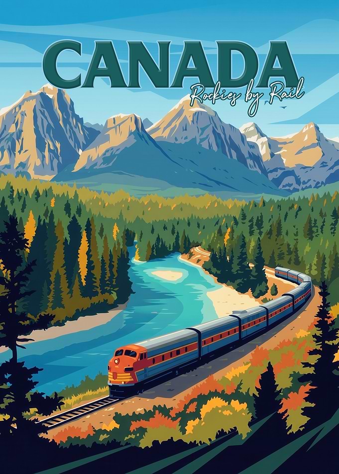 Canada Rockies by Rail Travel Poster