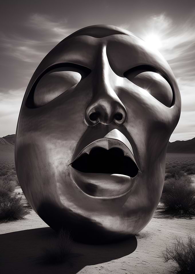 Nested Face Desert Metal Sculpture