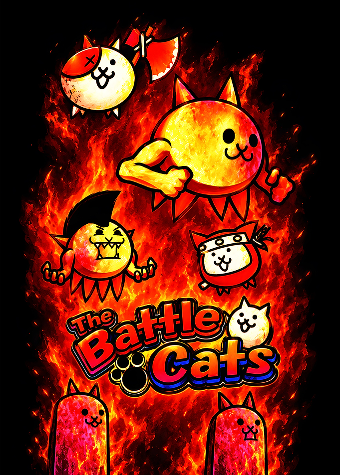 The Battle Cats Flaming Logo Poster