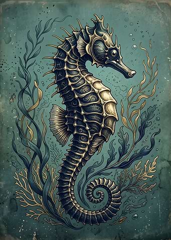 Vintage Style Seahorse Illustration