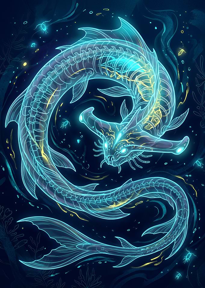 Glowing Ethereal Hammerhead Shark Spirit