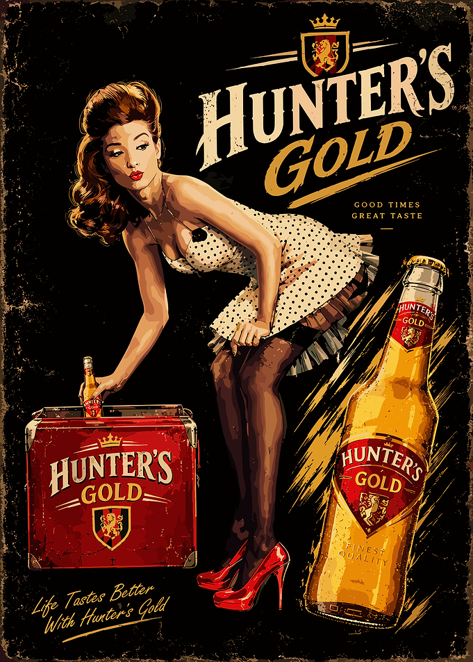 Hunter's Gold Vintage Pin-up Poster