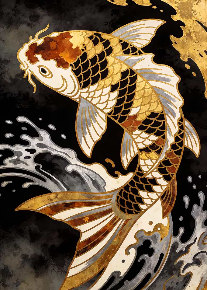 Golden Koi Fish in Water