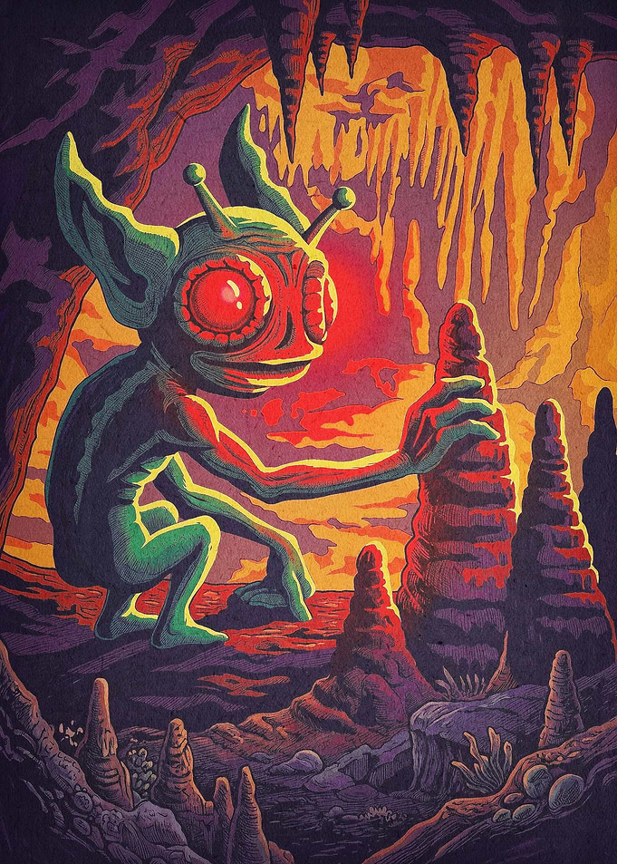 Alien Creature Cave Psychedelic Art