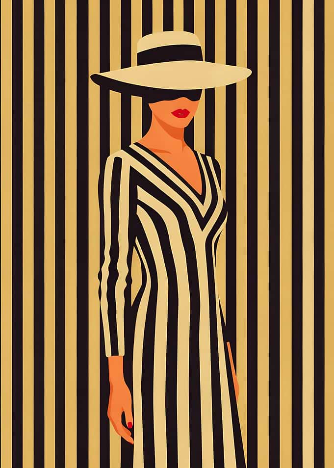 Elegant Woman in Striped Dress