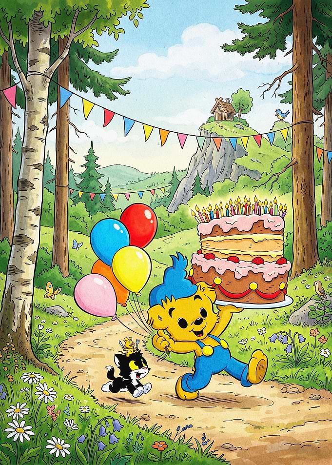 Cute Bear Birthday Party Cartoon Ar