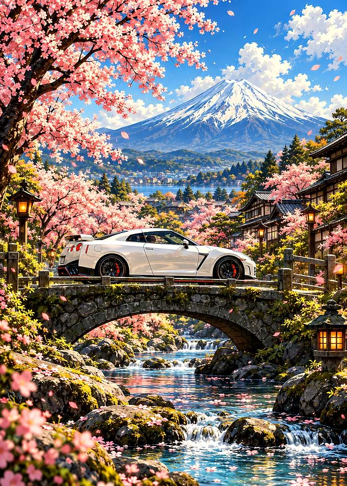 Nissan GT-R at Mount Fuji