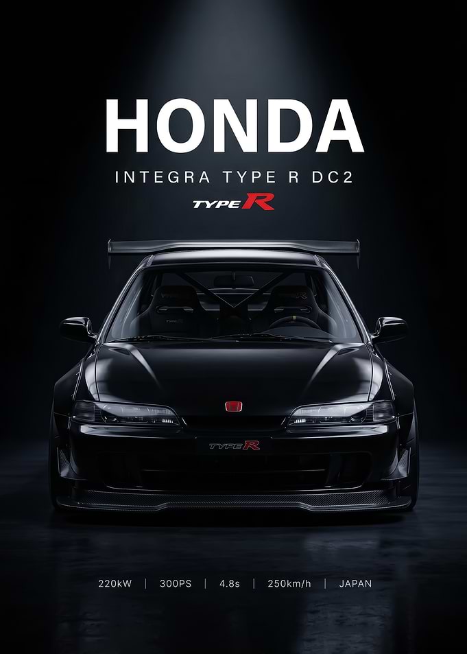 black background black Integra Type R DC2 Poster