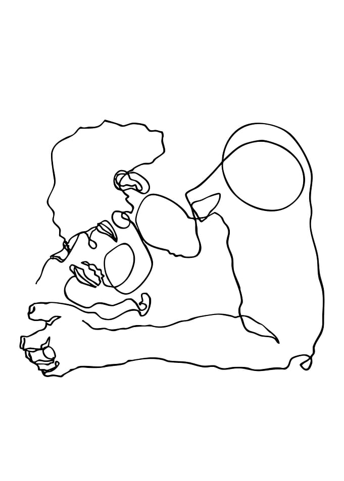 Minimalist One Line Drawing of Couple