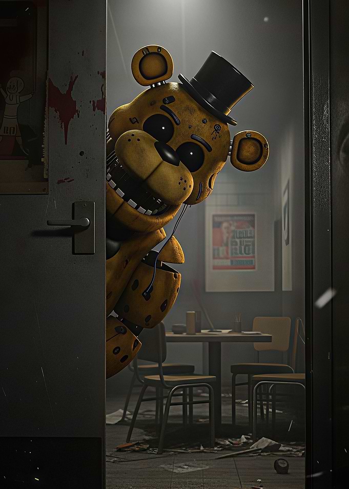 Golden Freddy Peeking Through Doorway