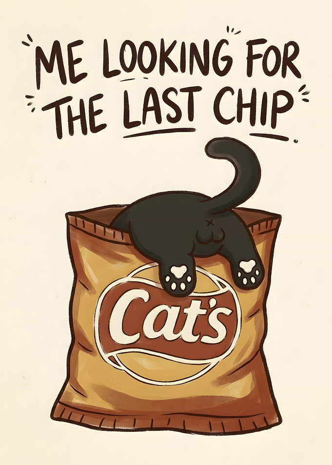 Funny Cat Looking for Chips