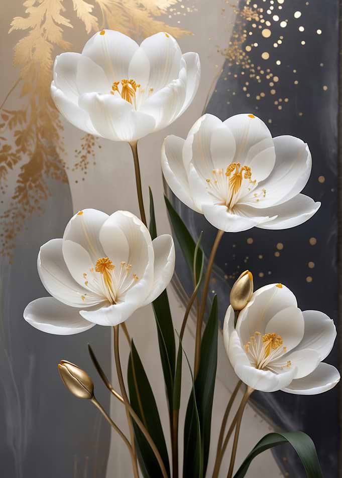 Elegant White Flowers with Gold Accents