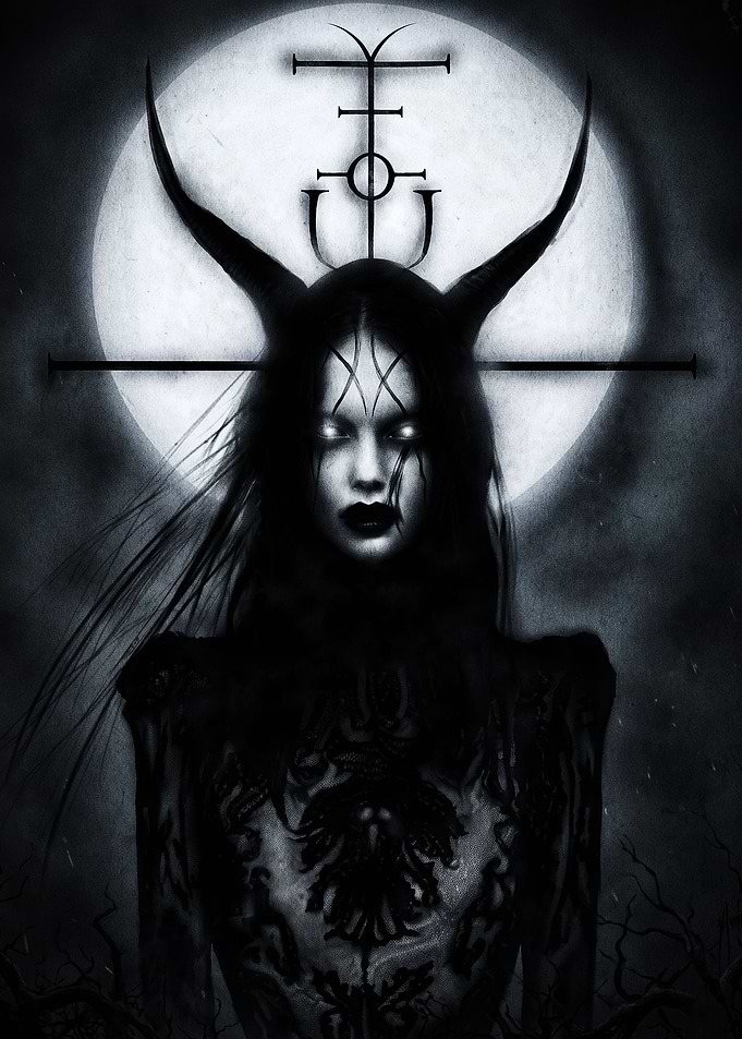 Dark Gothic Horned Goddess Portrait