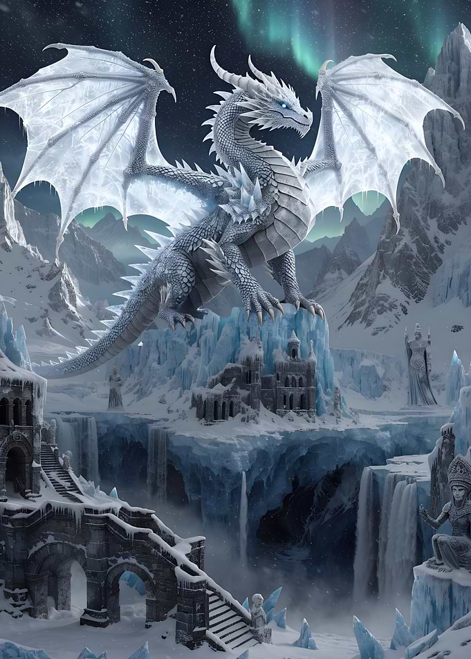 Majestic Ice Dragon in Frozen Kingdom