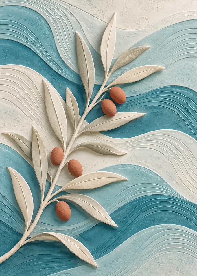 Textured Olive Branch Wall Art