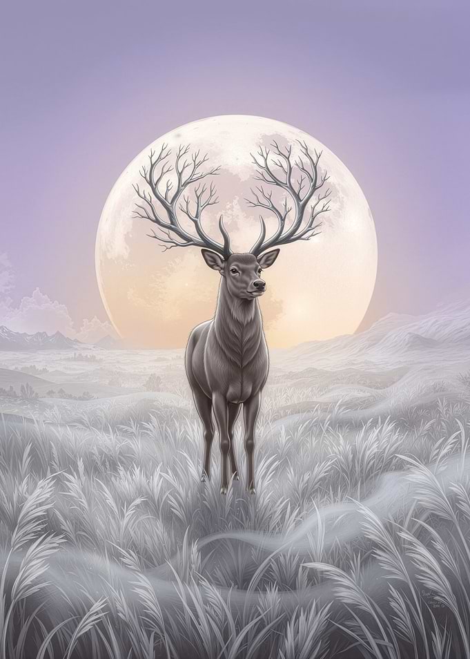 Majestic Deer with Tree Antlers