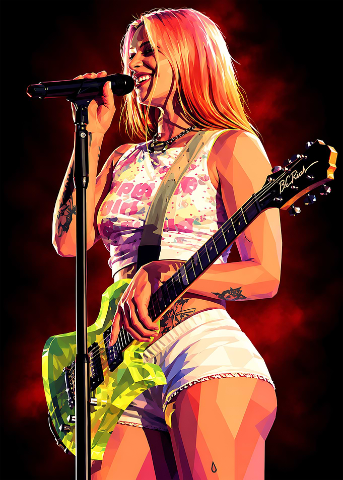 Low Poly Female Rock Star Illustration