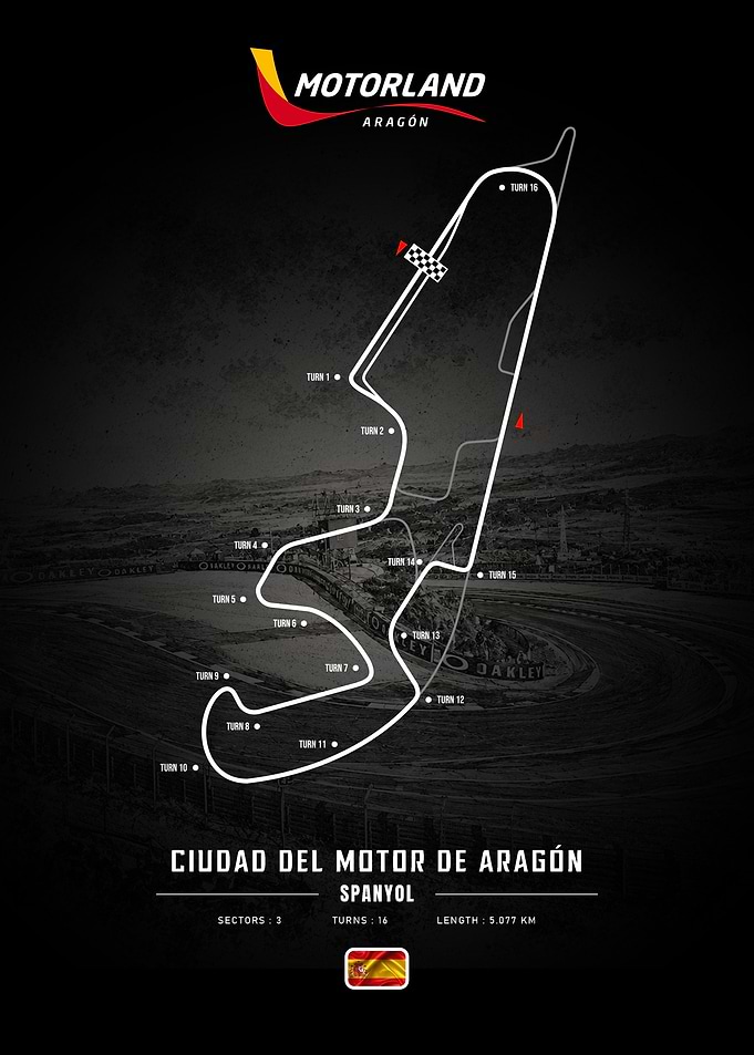 Motorland Aragon Circuit Map Poster