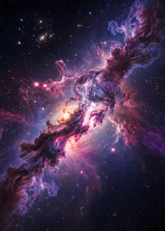 Vibrant Purple and Gold Nebula