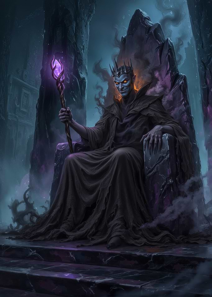 Dark Fantasy Sorcerer King on Throne