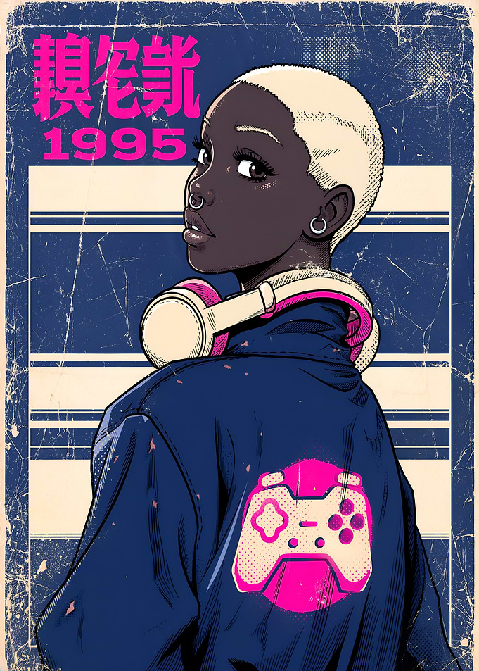Retro 1995 Gaming Anime Aesthetic Poster
