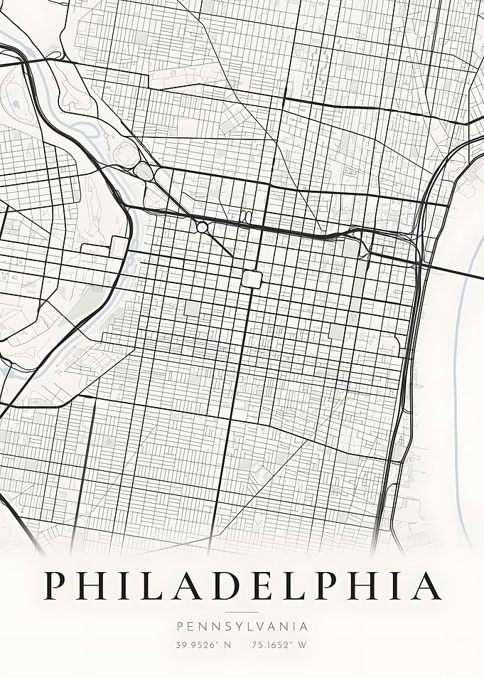 Philadelphia Minimal Street Map Light Poster