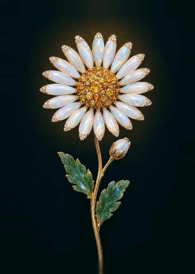 White Daisy Gemstone Flower