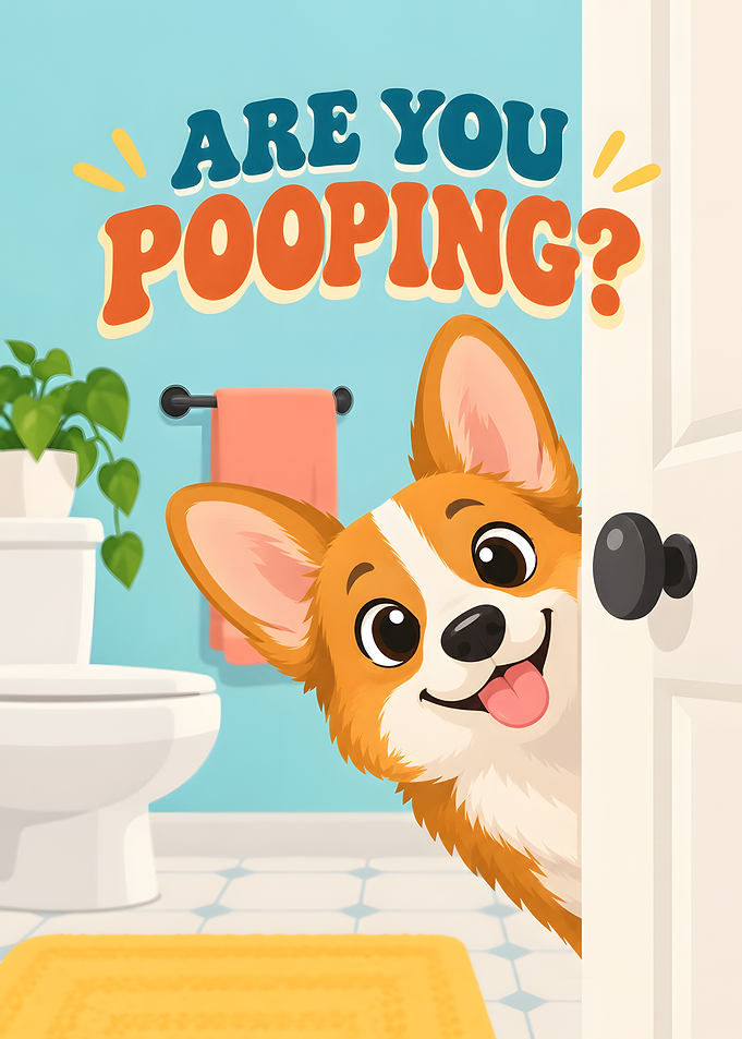 Are You Pooping Corgi Peeking