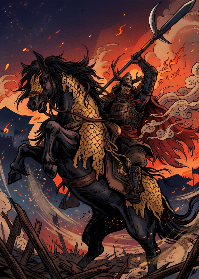 Samurai Warrior on Rearing Horse