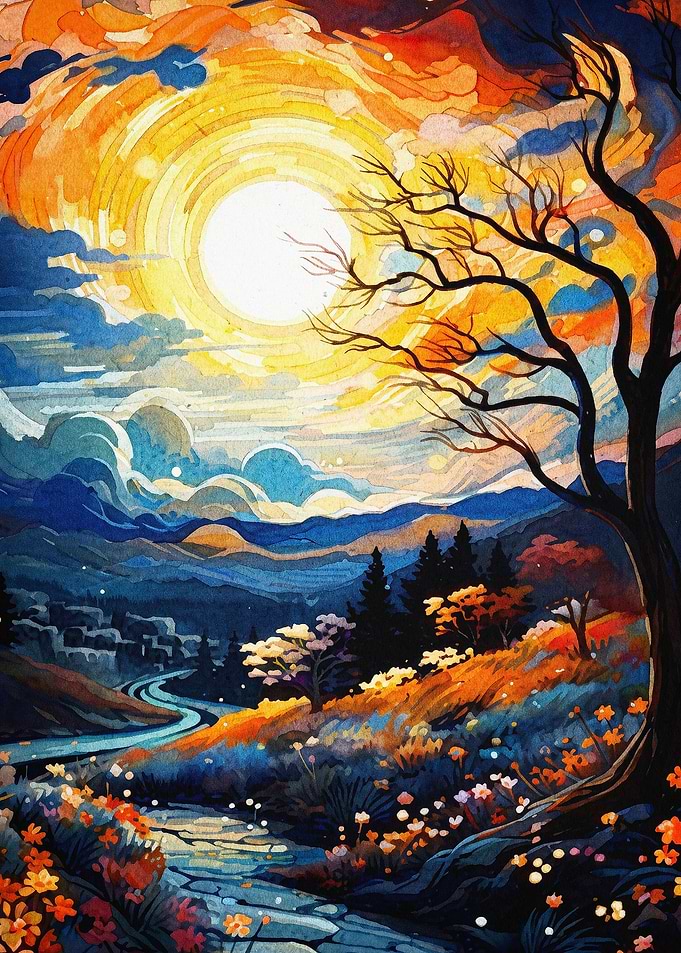 Sunlit Landscape Abstract Art Poste
