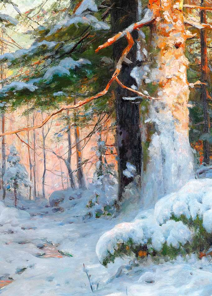 Snowy Winter Forest Landscape Painting