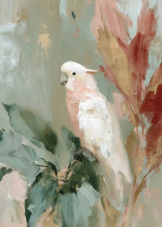 White Cockatoo - Painterly Tropical Bird