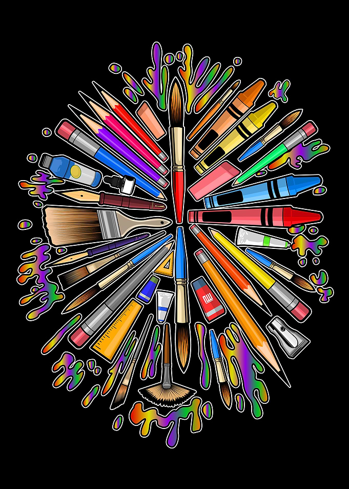 Art Supplies Mandala Illustration